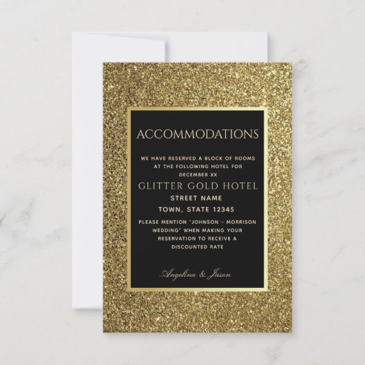 Parties scintillant Gold et Black Mariage Carte d' (Devant)