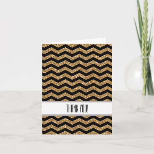 Parties scintillant Gold Faux Chevron Ombre Merci (Devant)