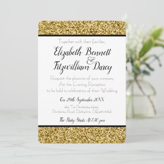 Parties scintillant Gold Faux Invitation du soir (Debout devant)