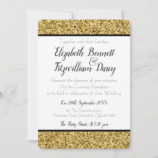 Parties scintillant Gold Faux Invitation du soir (Devant)
