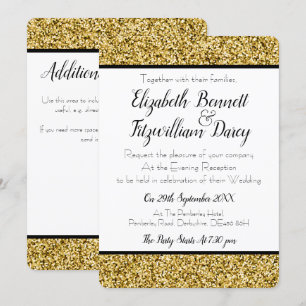 Parties scintillant Gold Faux Invitation du soir