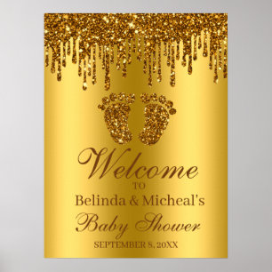 Parties scintillant Gold Feet Baby shower Affiche