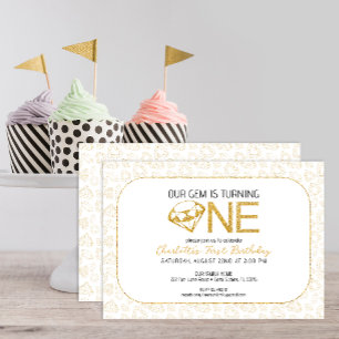 Parties scintillant Gold Gem 1er Invitation annive