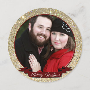 Parties scintillant Gold Holiday Carte photo Ornam