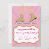 Parties scintillant Gold Roller Skate Invitations  (Devant)