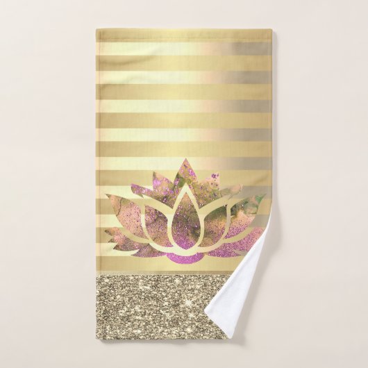 Parties scintillant Gold Stripes Lotus (Serviette à main)