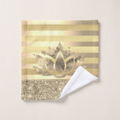 Parties scintillant Gold Stripes Lotus (Gant de toilette)