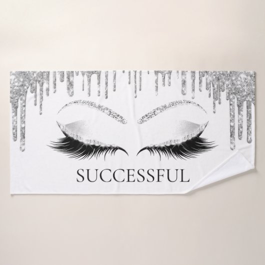 Parties scintillant gris argenté blanc maquillage  (Serviette de bain)