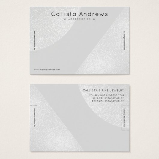 Parties scintillant gris argenté Geo Heart Bracele (Devant & derrière)