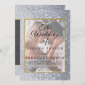 Parties scintillant gris Élégant Faire-part de mar (Devant / Derrière)