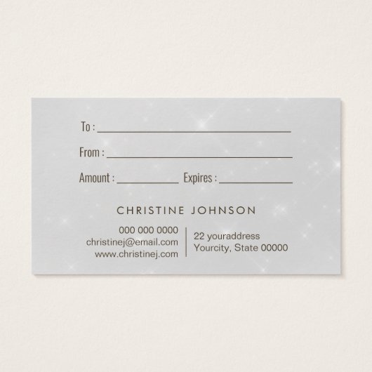 parties scintillant grise carte cadeau papillon (Dos)