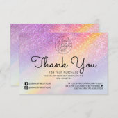 Parties scintillant Holographe Rainbow Ombre Merci (Devant / Derrière)