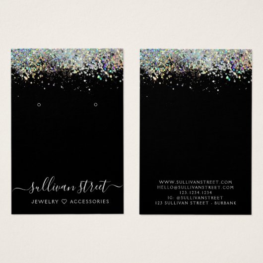 Parties scintillant holographique Boucles d'oreill (Devant & derrière)