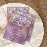Parties scintillant Holographique Élégante maquill<br><div class="desc">Sparkle Holographic Parties scintillant Elégant maquillage Artiste Nous sommes Open Salon Purple Pink Flyer</div>