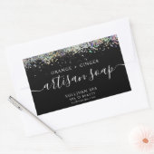 Parties scintillant holographique noire Étiquette  (Enveloppe)