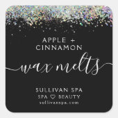 Parties scintillant holographique noire Étiquette  (Devant)