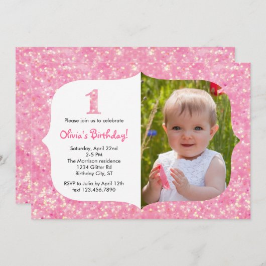 Parties scintillant Invitation d'anniversaire (Devant / Derrière)