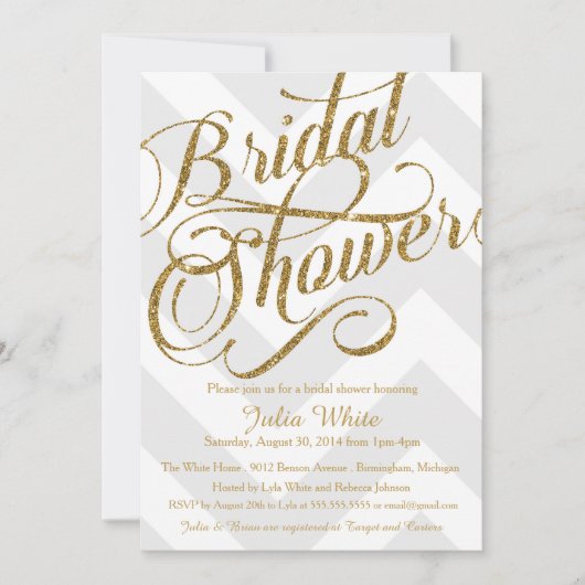 Parties scintillant Invitation de douche nuptiale, (Devant)