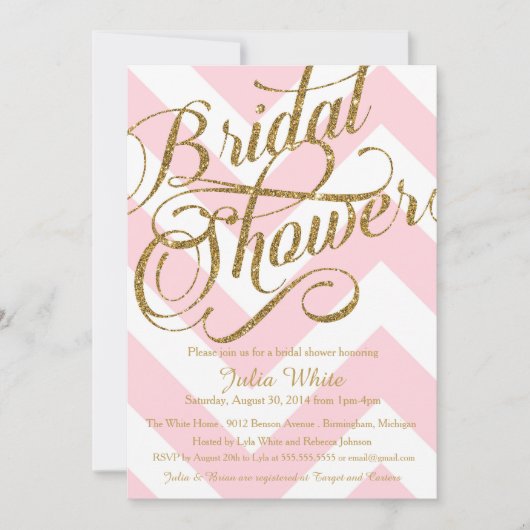 Parties scintillant Invitation de douche nuptiale, (Devant)