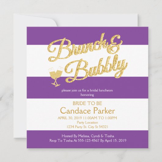 Parties scintillant, Invitations de douche nuptial (Devant)