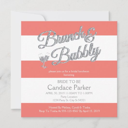 Parties scintillant, Invitations de douche nuptial (Devant)