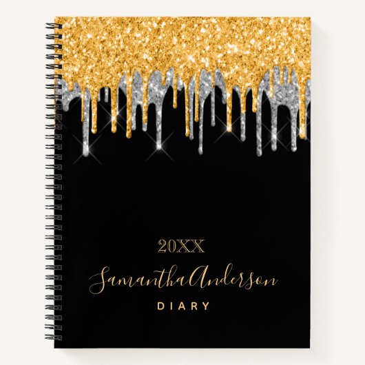 Parties scintillant journal monogramme or noir arg (Devant)