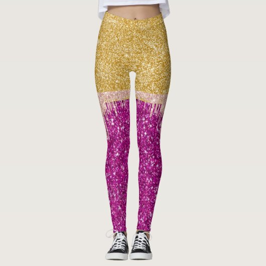Parties scintillant Leggings violets d'or (Devant)