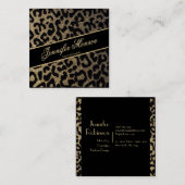 Parties scintillant Leopard Carte de visite noir e (Devant / Derrière)