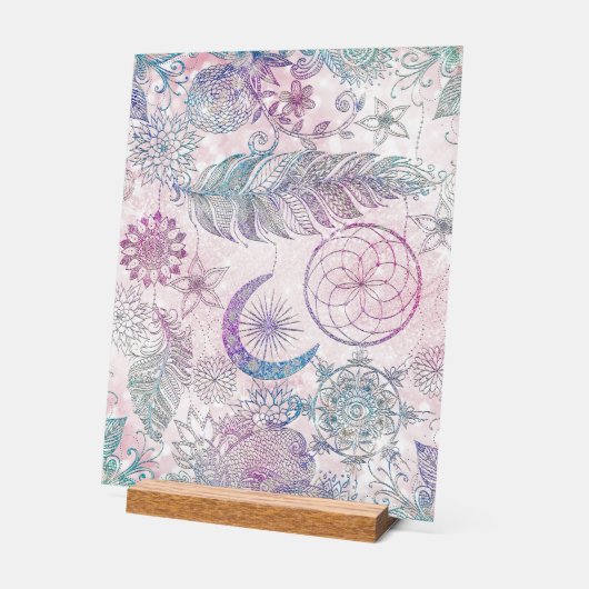 Parties scintillant magique Iridescente Plumes Dre (Angle)