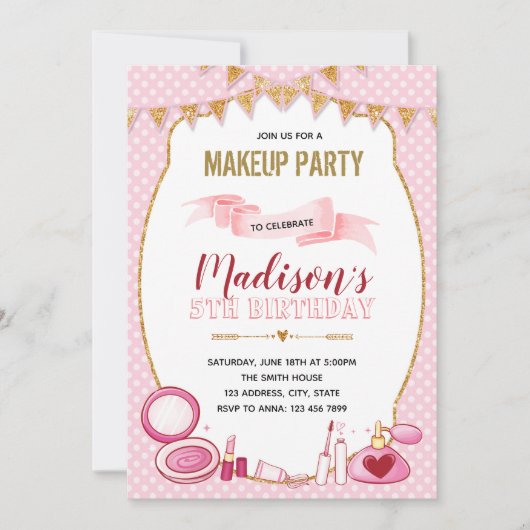 Parties scintillant maquillage invitation à la fêt (Devant)