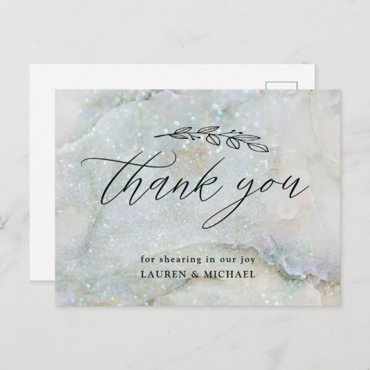 parties scintillant marbre élégant carte de remerc (Devant / Derrière)