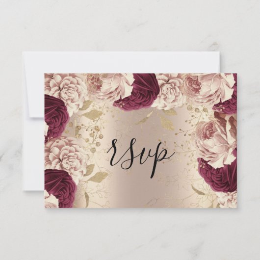Parties scintillant Mariage RSVP Rose nuptiale Gol (Dos)