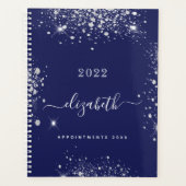 Parties scintillant marine bleu argent script mono (Devant)