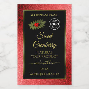 Parties scintillant métallique rouge Étiquettes de