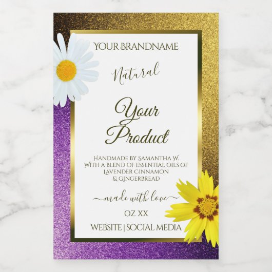 Parties scintillant métallique violet or Étiquette (Étiquettes simples)