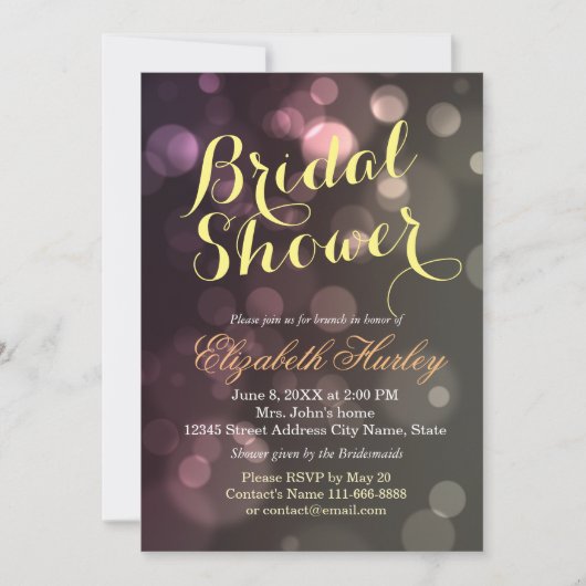 Parties scintillant moderne chic Bokeh Invitation (Devant)