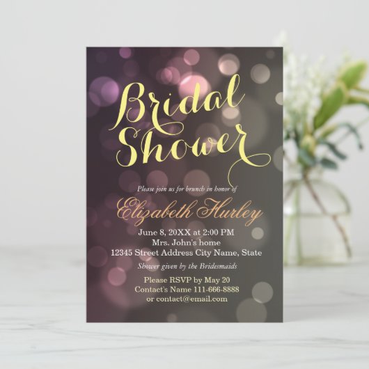 Parties scintillant moderne chic Bokeh Invitation (Debout devant)