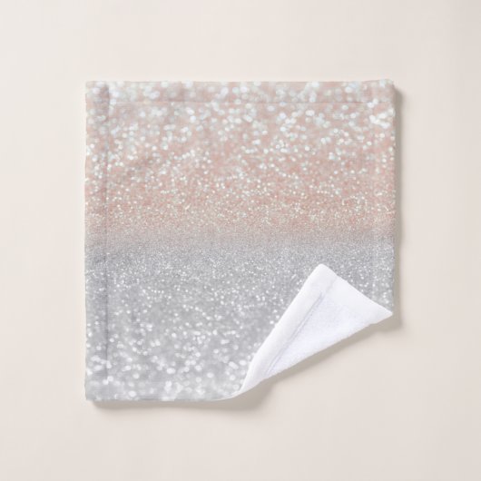 Parties scintillant moderne en argent Bokeh Ombre (Gant de toilette)