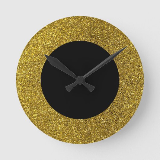 Parties scintillant moderne Noir et Or Horloge ron (Recto)