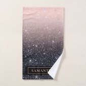 Parties scintillant moderne noire et rose Étincell (Serviette à main)