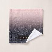 Parties scintillant moderne noire et rose Étincell (Gant de toilette)