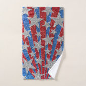 Parties scintillant moderne rouge blanc bleu Plage (Serviette à main)