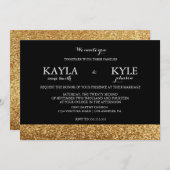 Parties scintillant Noir et Or Invitations de mari (Devant / Derrière)