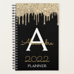 parties scintillant Noir Or 2022 Monogramme Modern<br><div class="desc">2022 Parties scintillant d'étincelle dorée et noire Nom et Carnet spiral initial. Cela rend le cadeau parfait pour 16 ans,  mariage,  douche nuptiale,  anniversaire,  baby shower ou bachelorette pour quelqu'un qui aime le luxe glam et les styles chic.</div>