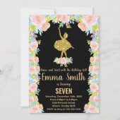 Parties scintillant noire Ballerina Invitations d' (Devant)