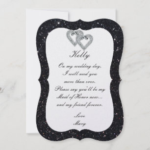 Parties scintillant Noire Coeurs Diamants Carte D'