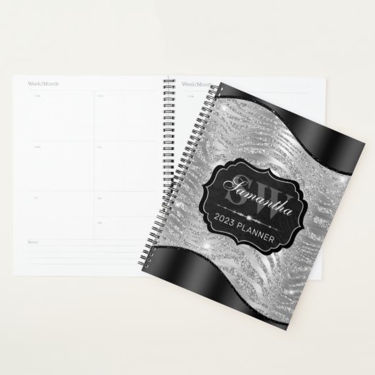 Parties scintillant noire et argentée Tiger Stripe (Devant avec enveloppe)