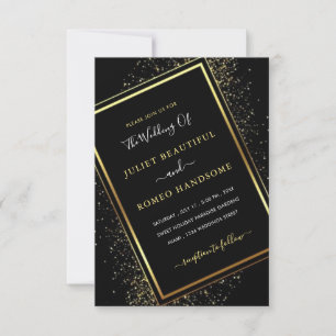 Parties scintillant noire et or Faire-part de mari