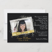 Parties scintillant noire et or Invitation de grad (Devant)