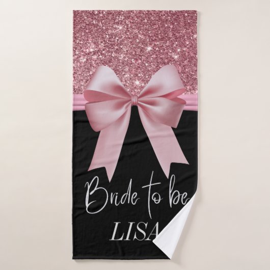 Parties scintillant noire et rose Bow Serviette pe (Serviette de bain)